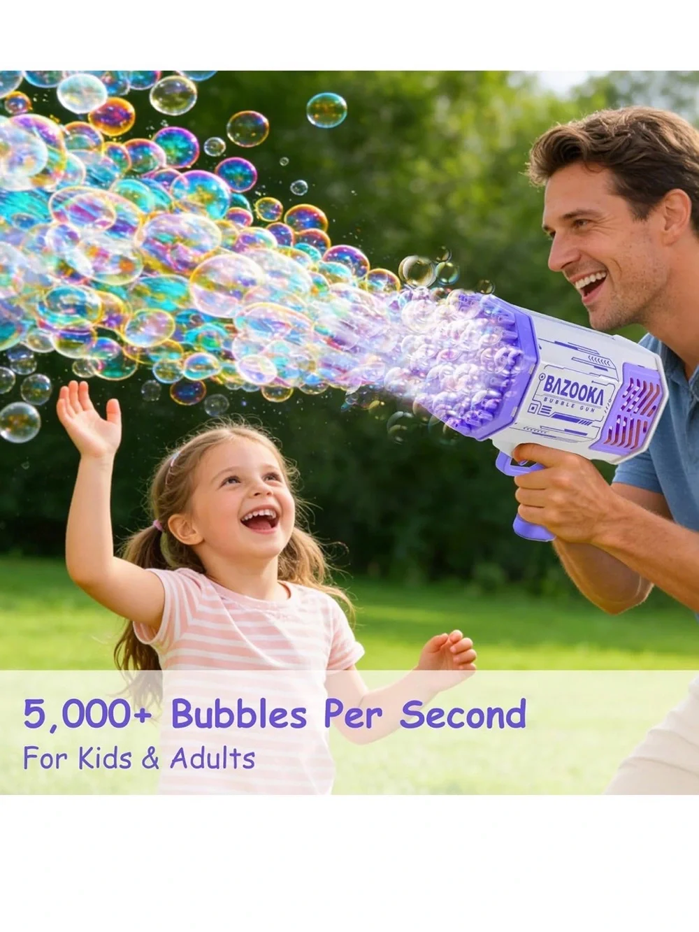 Set Of 2 - 69 Holes Bubble Gun Automatic Bazooka Kids Summer Toy Bubbles Machine